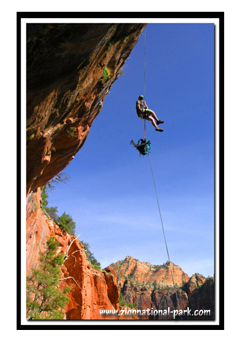 Hiking Zion Canyon - Bo Beck rapelling