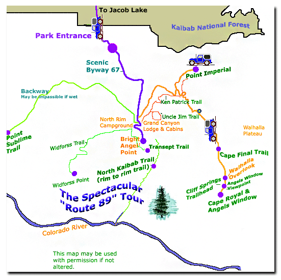 North Rim Grand Canyon map