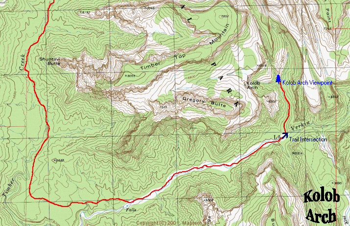 Kolob Arch Map