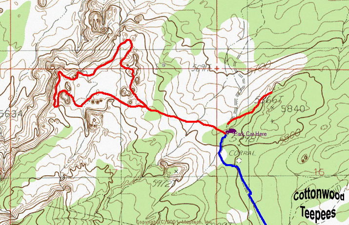 Cottonwood Teepees Map