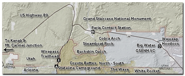 Interactive Map:  Paria Canyon, Coyote Buttes, Grand Staircase National Monument